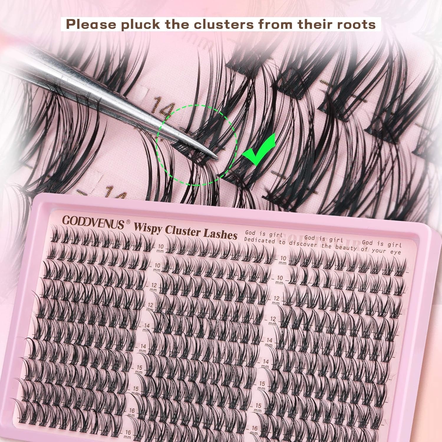Eyelash Extensions Wispy Natural DIY C Curl Individual Lashes Clusters Black 10-16Mm 300Pcs