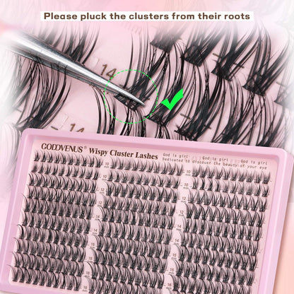 Eyelash Extensions Wispy Natural DIY C Curl Individual Lashes Clusters Black 10-16Mm 300Pcs