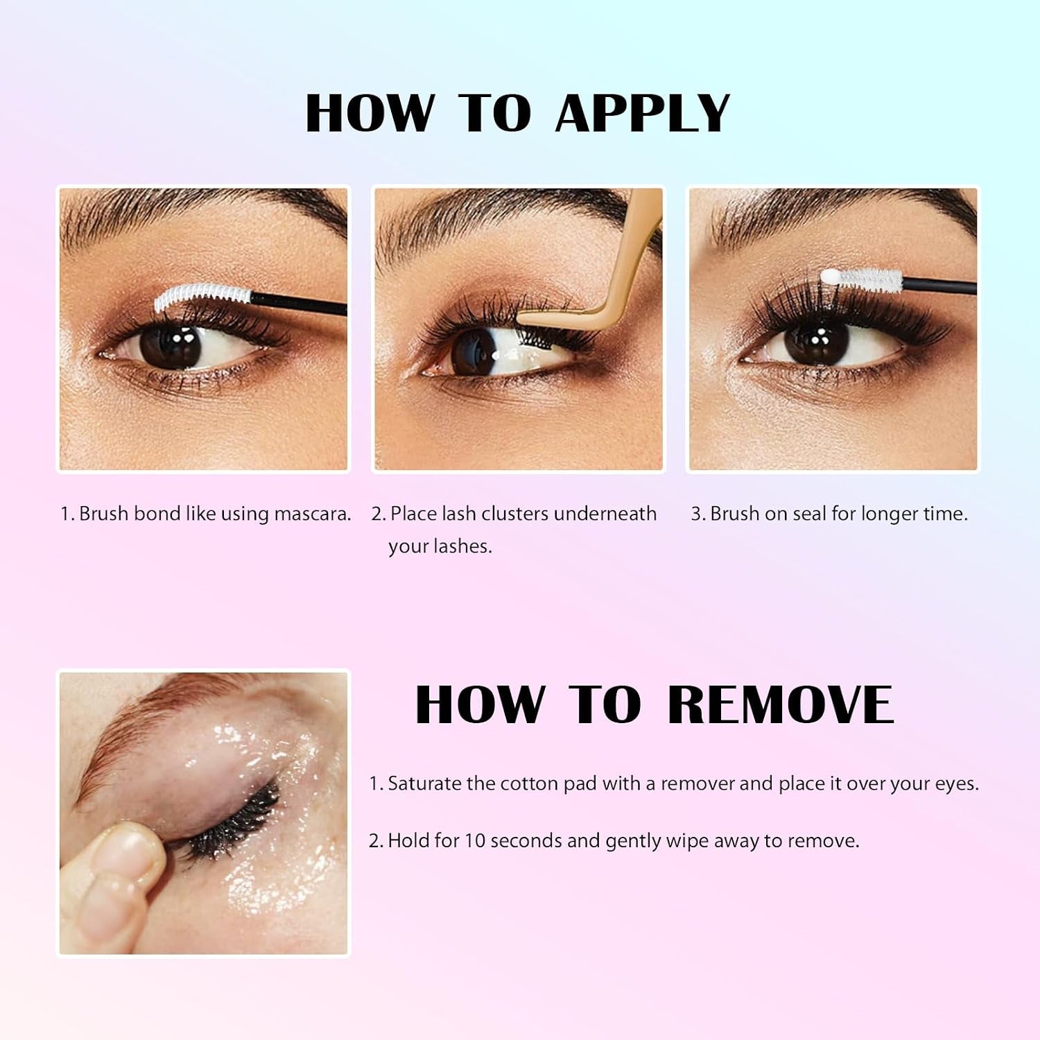 SY-SHUYING White Lash Bond and Seal for Eye Lash Cluster, Long Lasting, Comfortable, Waterproof, 72H Super Flexible Hold Glue, 2-In-1 for Sensitive Eyes, Non Irritating for DIY Lash Cluster Kit