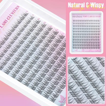 Wispy Lash Clusters Kit Natural Lash Extension Kit 9-12MM Cluster Eyelash Extensions Kit DIY Eyelash Extension Kit Individual Lashes Clusters Eyelash Extension with Lash Remover by
