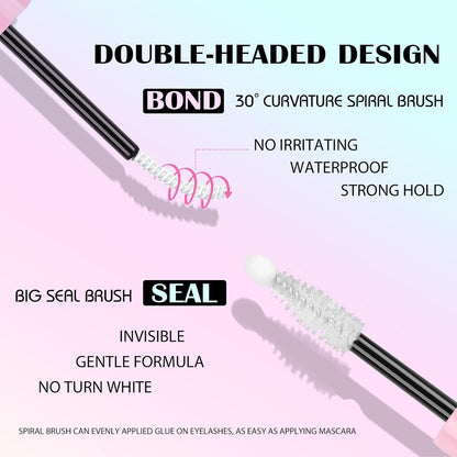 SY-SHUYING White Lash Bond and Seal for Eye Lash Cluster, Long Lasting, Comfortable, Waterproof, 72H Super Flexible Hold Glue, 2-In-1 for Sensitive Eyes, Non Irritating for DIY Lash Cluster Kit