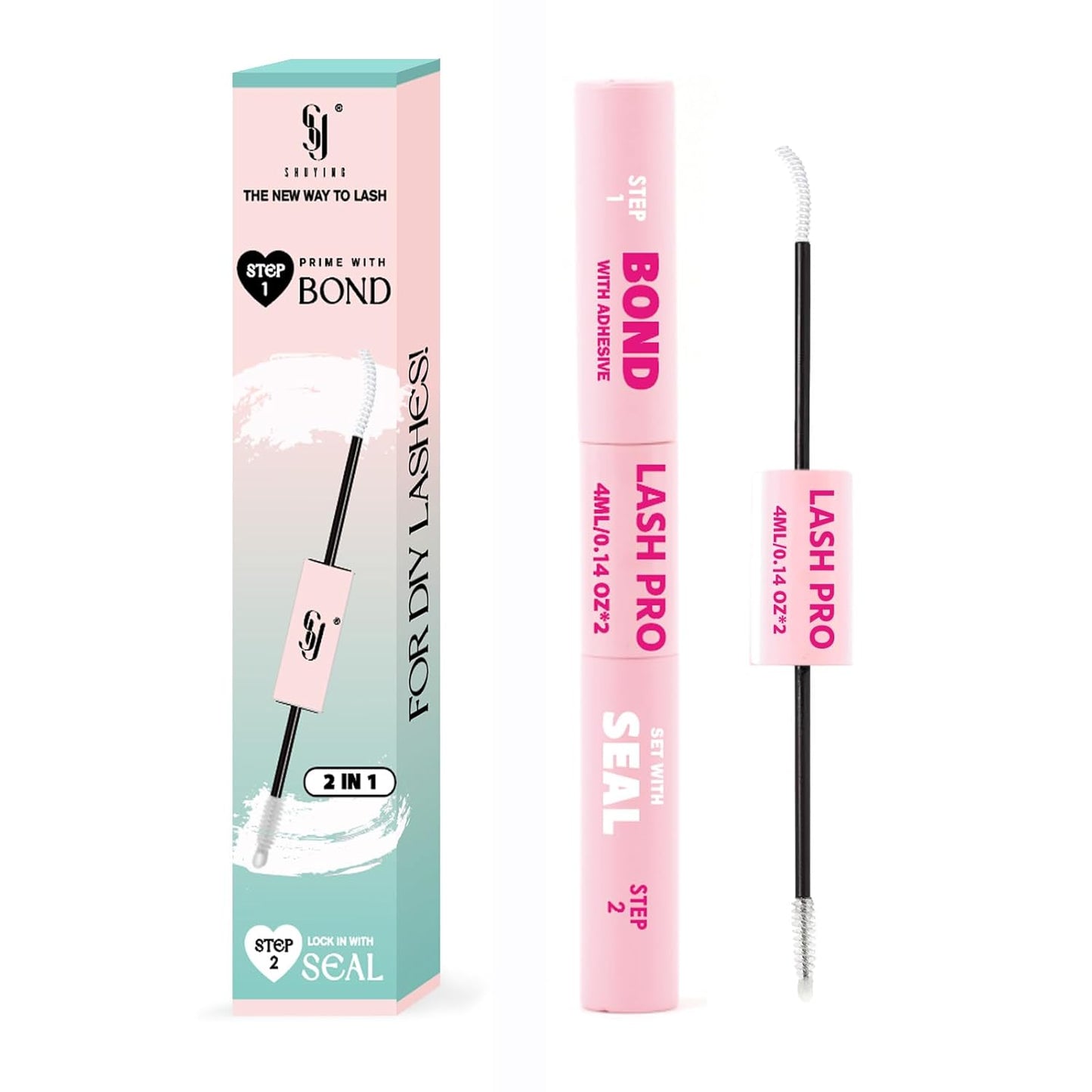SY-SHUYING White Lash Bond and Seal for Eye Lash Cluster, Long Lasting, Comfortable, Waterproof, 72H Super Flexible Hold Glue, 2-In-1 for Sensitive Eyes, Non Irritating for DIY Lash Cluster Kit