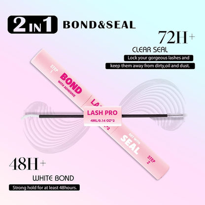 SY-SHUYING White Lash Bond and Seal for Eye Lash Cluster, Long Lasting, Comfortable, Waterproof, 72H Super Flexible Hold Glue, 2-In-1 for Sensitive Eyes, Non Irritating for DIY Lash Cluster Kit