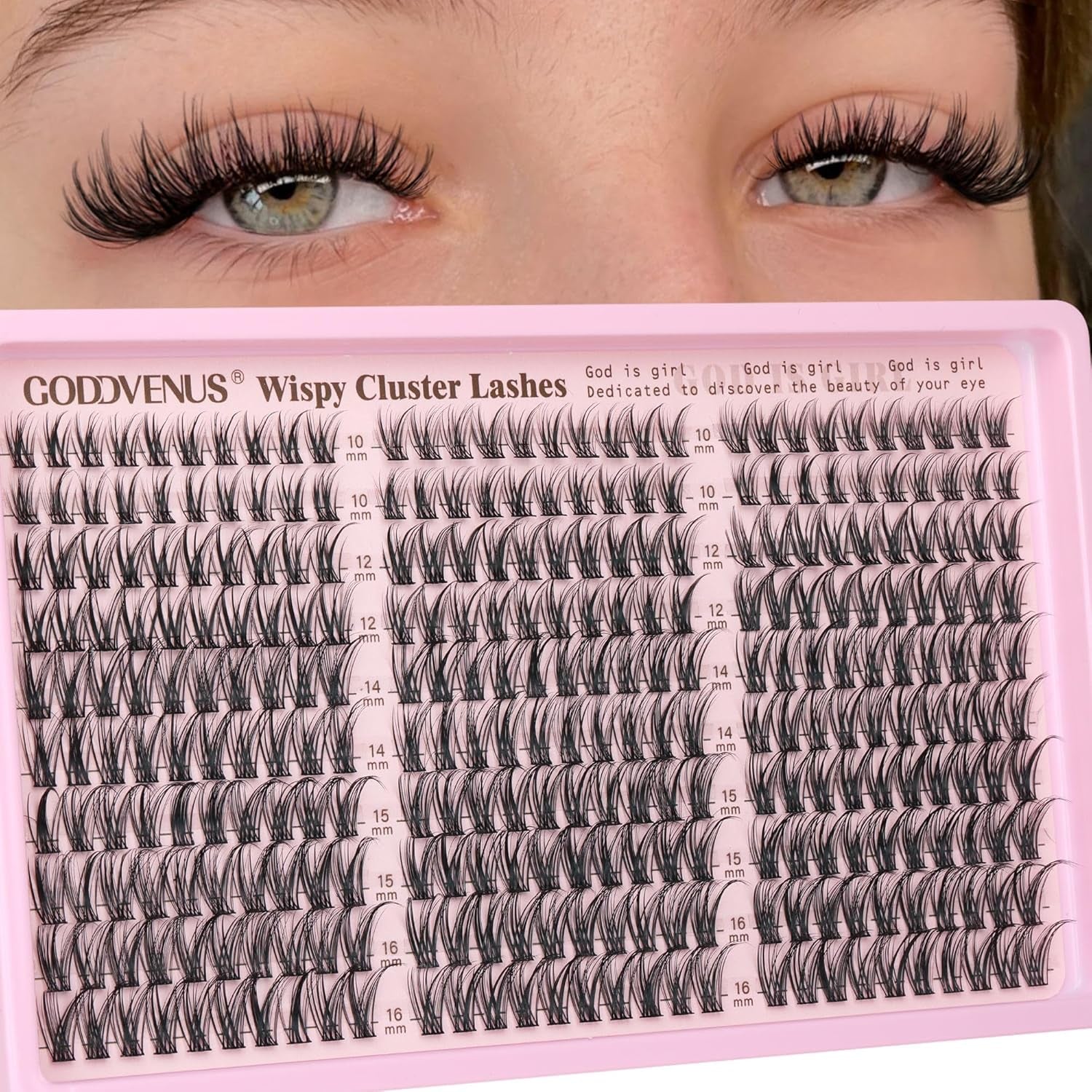 Eyelash Extensions Wispy Natural DIY C Curl Individual Lashes Clusters Black 10-16Mm 300Pcs